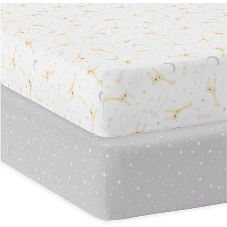 Shop Other Categories Living Textiles Bassinet & Cot Linen | Living Textiles 2-Pack Jersey Cot Fitted Sheet - Noah Noah/Stars