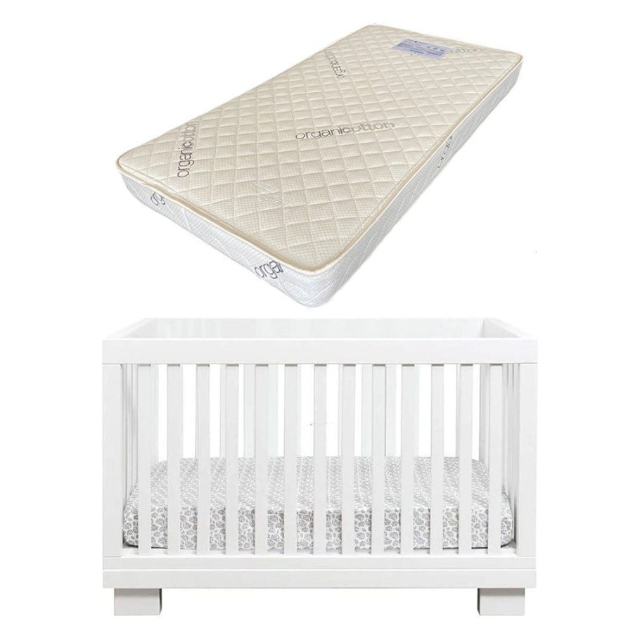 Nursery Furniture Cocoon | Cocoon Aston Cot With Bonnell Organic Latex Mattress White