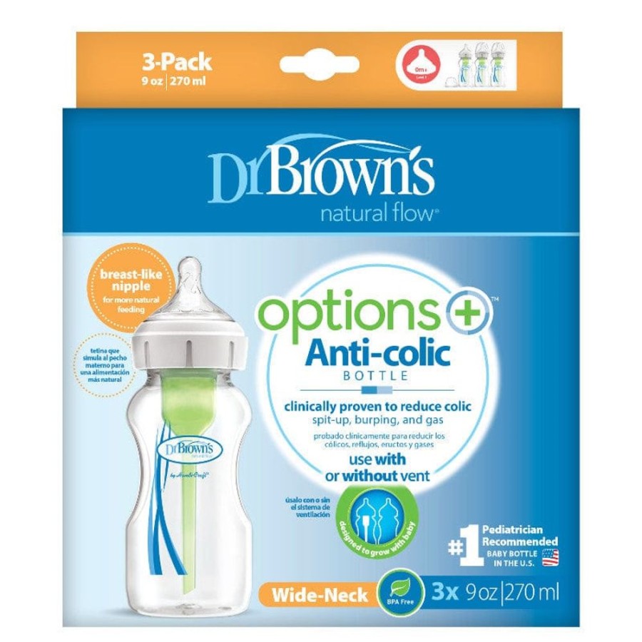 Shop Other Categories Dr Browns Newborn Feeding | Dr Browns Options+ Wide Neck 270Ml Feeding Bottle 3 Pack