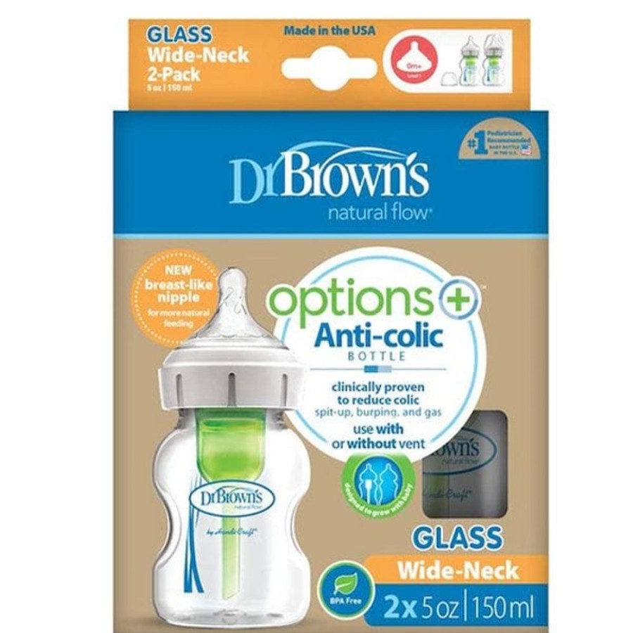 Shop Other Categories Dr Browns Feeding Accessories | Dr Browns 150Ml Glass Feeding Bottle Wide Neck 2 Pack