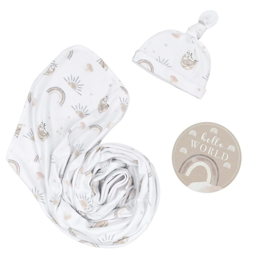 Shop Other Categories Living Textiles Swaddles & Baby Wraps | Living Textiles Newborn Gift Set Sloth