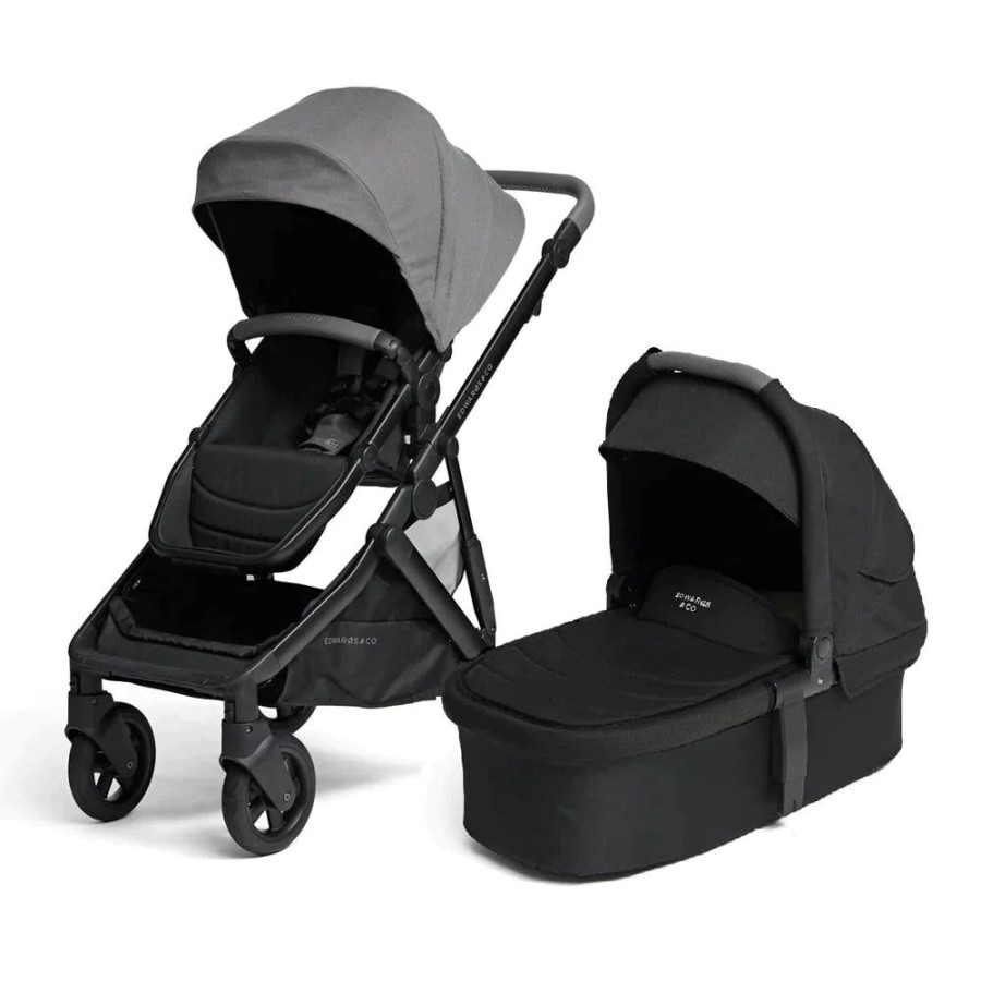 Prams & Strollers Edwards and Co | Edwards & Co Olive Pram ( ) + Bassinet And Free Second Seat Kit Valued At $299 Slate Grey