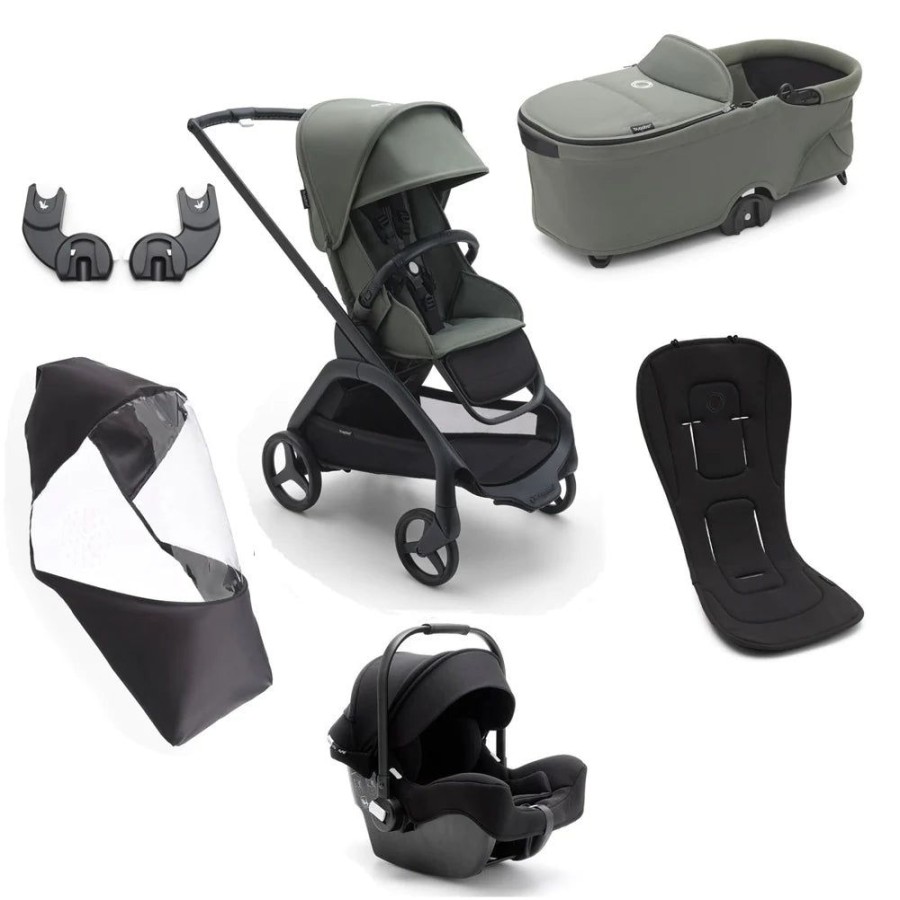 Prams & Strollers Bugaboo | Bugaboo Dragonfly Ultimate Newborn Pram Bundle Forest Green