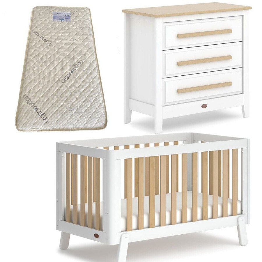 Nursery Furniture Boori | Boori Turin (Fullsize) Cot And Linear Chest Package Barley And Almond + Bonnell Organic Mattress Barley/Almond