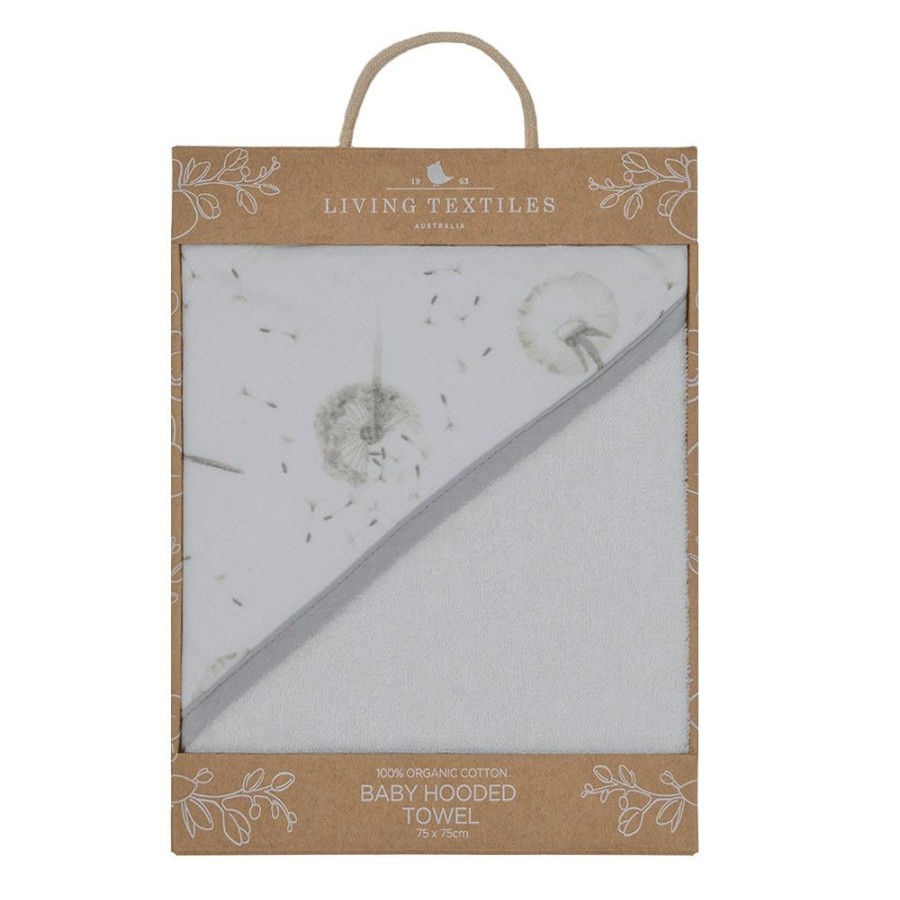 Shop Other Categories Living Textiles Bath Accessories | Living Textiles Muslin Hooded Towel Dandelion/Grey