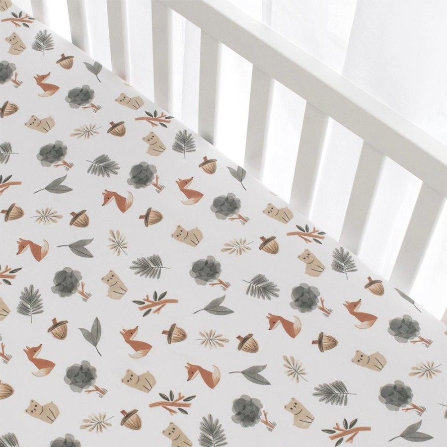 Shop Other Categories Living Textiles Bassinet & Cot Linen | Living Textiles 2-Pack Jersey Cot Fitted Sheet Pre Order Late January Forest Retreat/Olive Dots