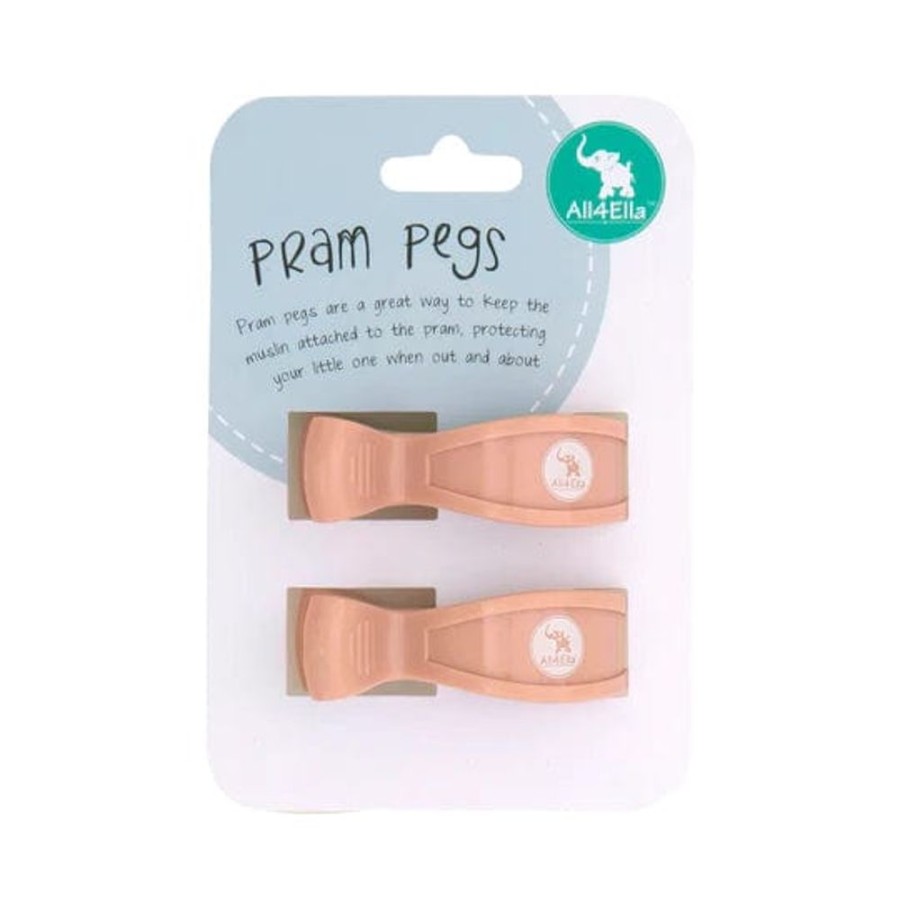 Prams & Strollers All4Ella Pram Clips & Hooks | All4Ella 2 Pack Pram Pegs Peach