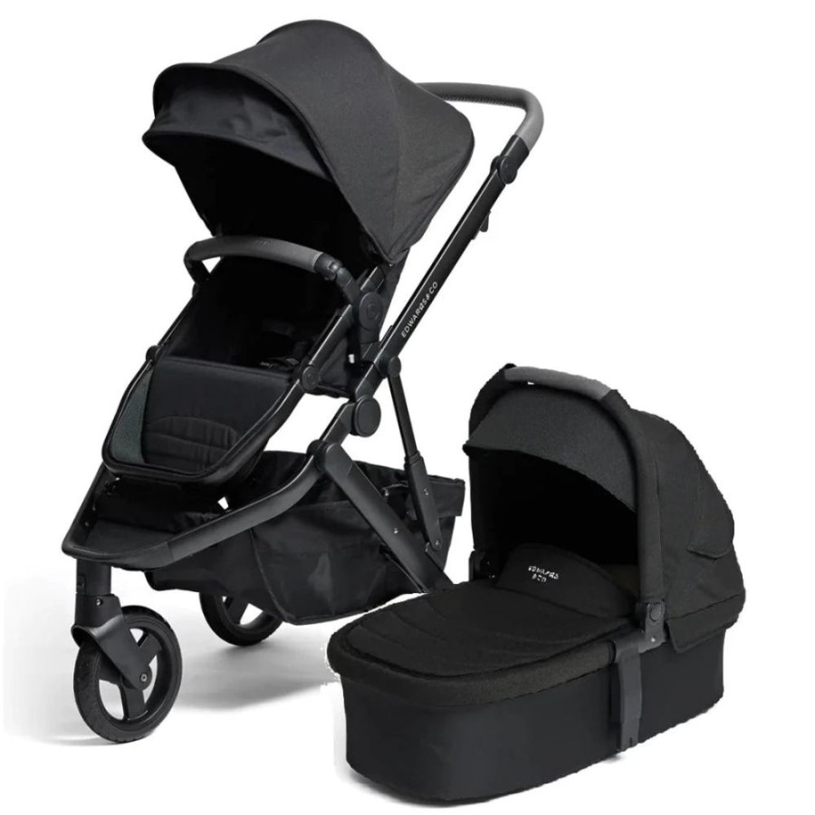 Prams & Strollers Edwards and Co | Edwards & Co Oscar M2 Pram ( ) + Bassinet With Free Stroller Board Valued At $199 Black Luxe