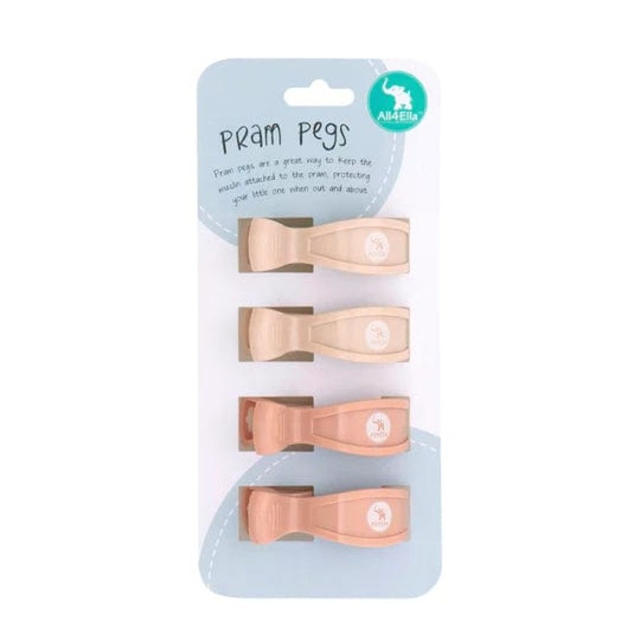 Prams & Strollers All4Ella Pram Clips & Hooks | All4Ella 4 Pack Pram Pegs Cream Peach