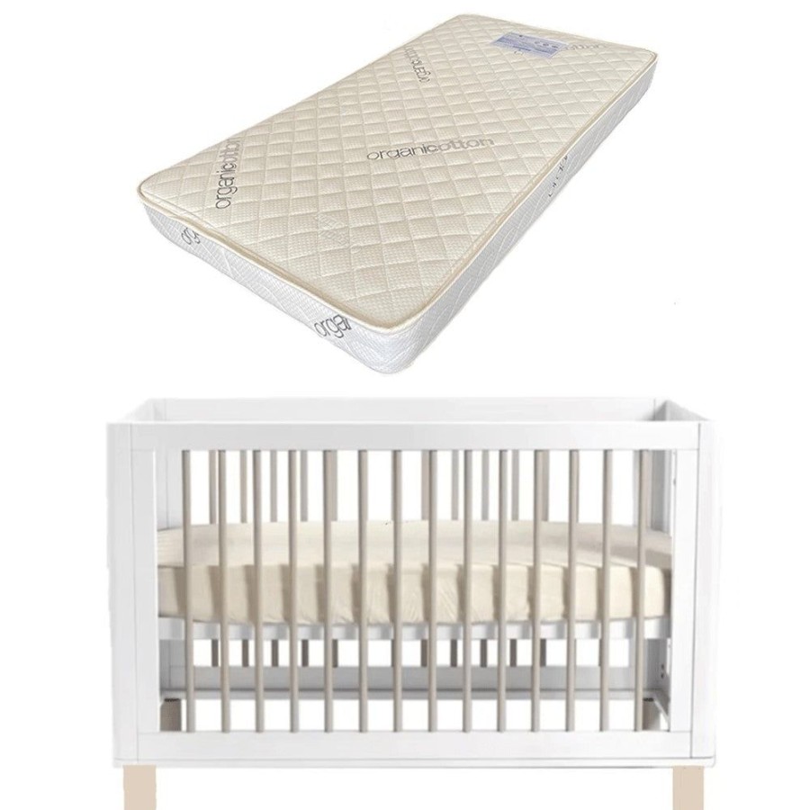 Nursery Furniture Cocoon | Cocoon Allure Cot With Micro Pocket Organic Mattress White / Natural Wash White/Natural Wash