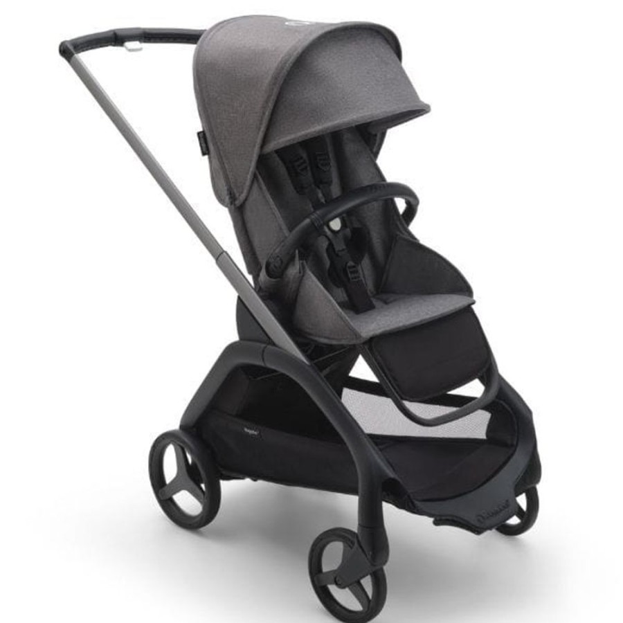 Prams & Strollers Bugaboo | Bugaboo Dragonfly Pram & Bassinet Bundle Grey Melange Graphite/Grey Melange