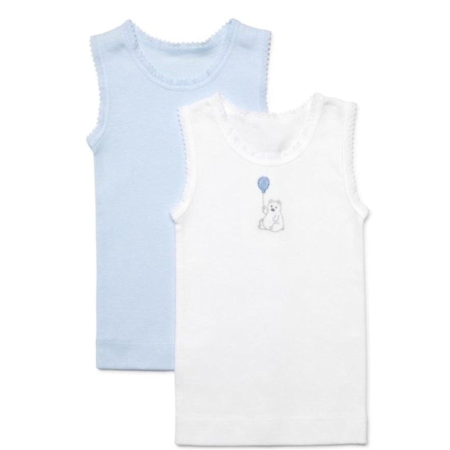 Shop Other Categories Marquise Baby Clothing & Gifts | Marquise 2 Pack Singlet 0000 Bear Blue