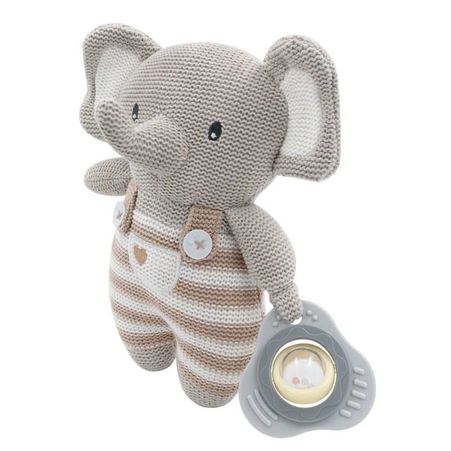 Prams & Strollers Lolli Living Pram & Stroller Toys | Living Textiles Activity Huggable Toy - Knitted Grey Elephant