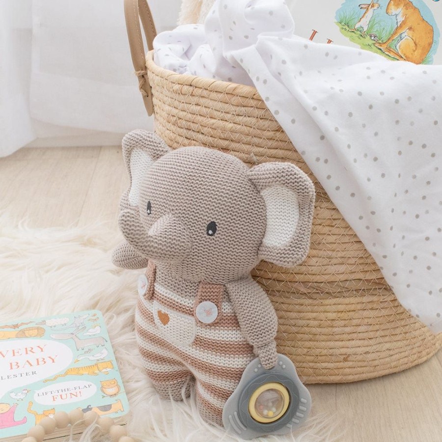 Prams & Strollers Lolli Living Pram & Stroller Toys | Living Textiles Activity Huggable Toy - Knitted Grey Elephant