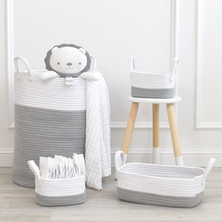 Shop Other Categories Living Textiles Nursery Storage | Living Textiles Cotton Rope Hamper White/ Grey