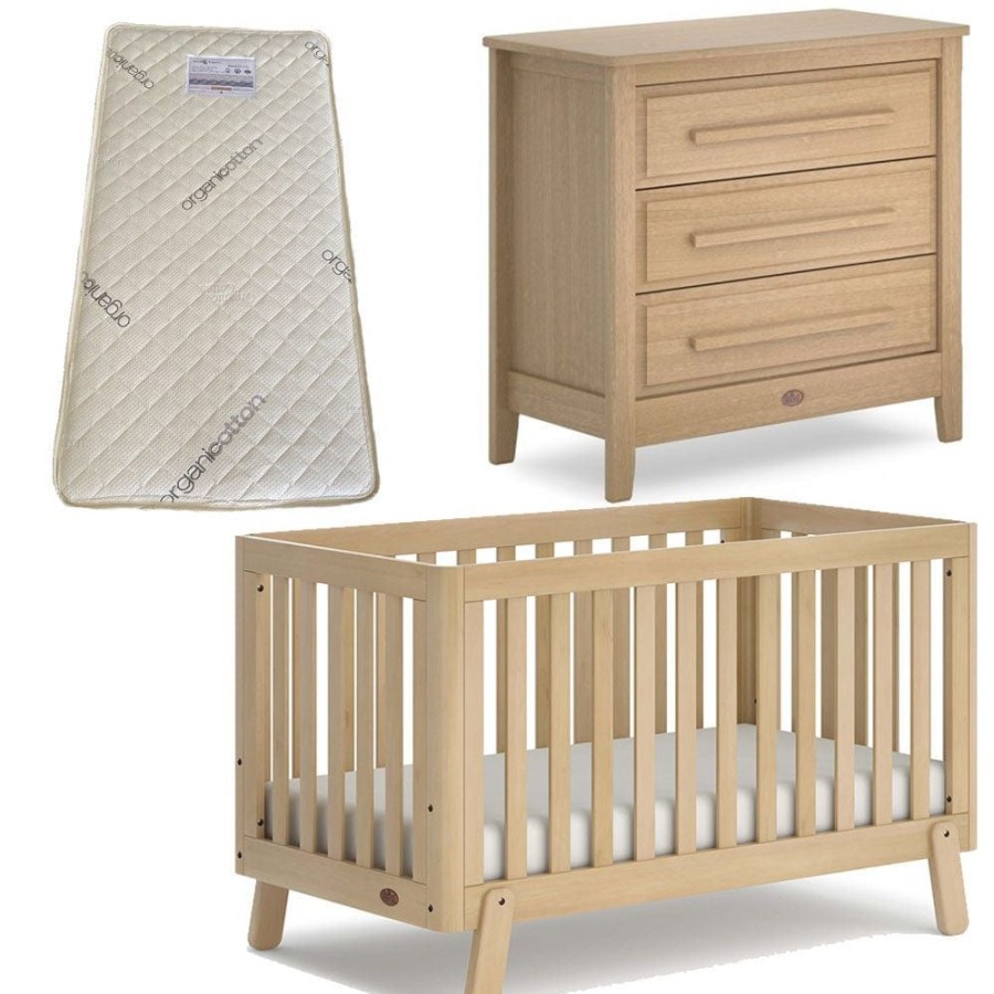 Nursery Furniture Boori | Boori Turin (Fullsize) Cot And Linear Chest Package + Bonnell Organic Latex Mattress Almond