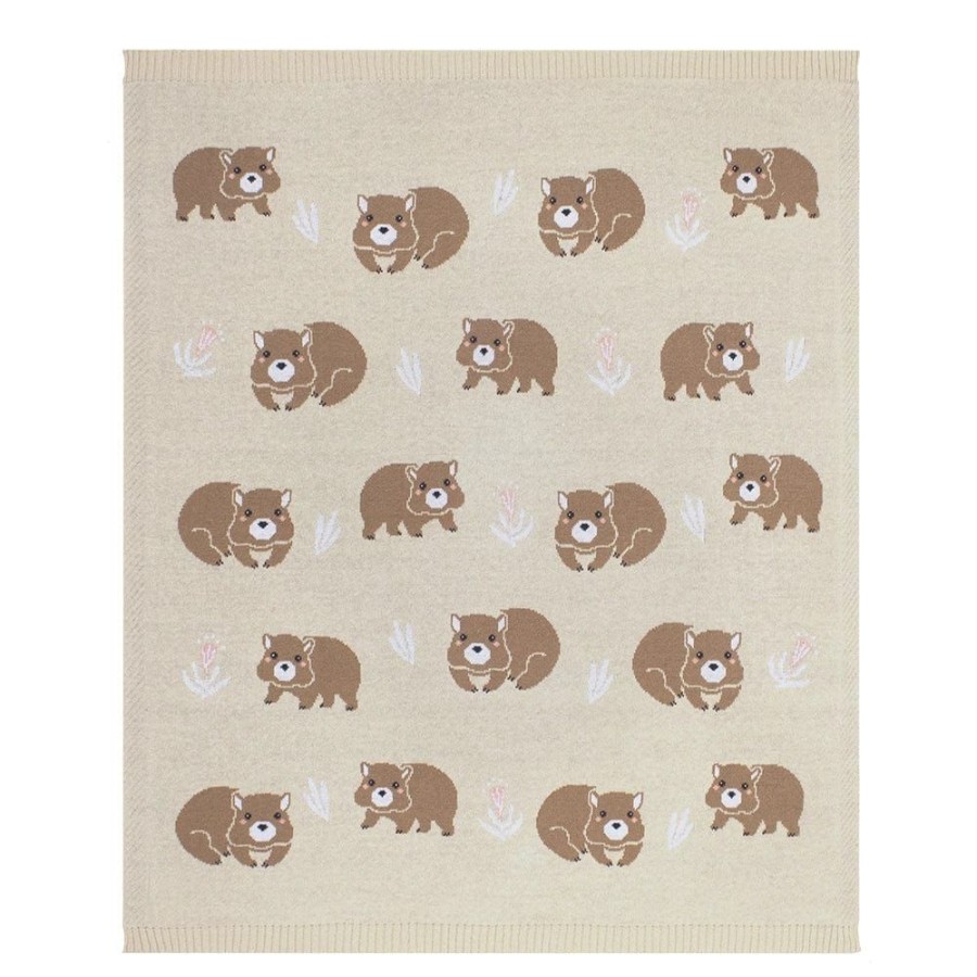 Shop Other Categories Living Textiles Bassinet & Cot Blankets | Living Textiles Australiana Baby Blanket /Beige Wombat