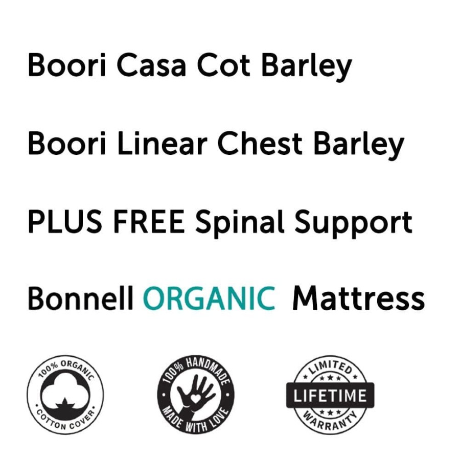 Nursery Furniture Boori | Boori Casa Cot And Linear Chest + Bonnell Organic Mattress Barley