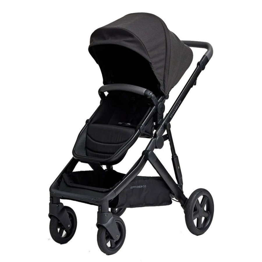 Prams & Strollers Edwards and Co | Edwards & Co Olive Pram ( ) + Free Second Seat Kit Valued At $299 Black Luxe