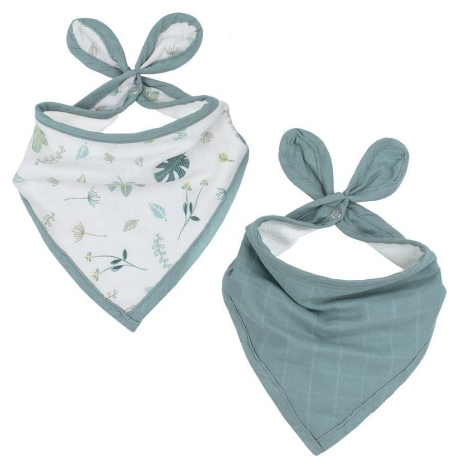 Shop Other Categories Living Textiles Feeding Accessories | Living Textiles Organic Muslin 2Pk Bandana Bib Banana Leaf