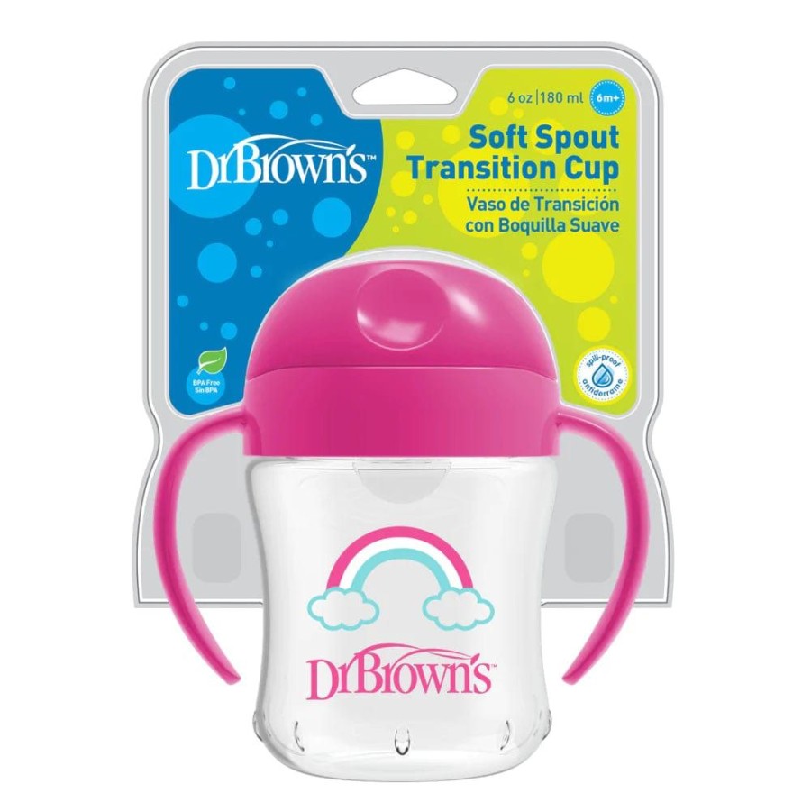 Shop Other Categories Dr Browns Feeding Accessories | Dr Browns 180Ml Soft Spout Cup With Handles 6 Months+ Pink