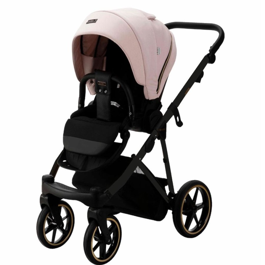 Prams & Strollers Bambini Prams | Bambini Prams Geneva Pink With Black Frame (Amelia)