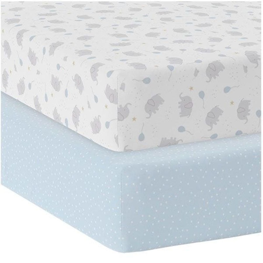 Shop Other Categories Living Textiles Bassinet & Cot Linen | Living Textiles 2-Pack Jersey Cot Fitted Sheet - Mason Mason/Confetti