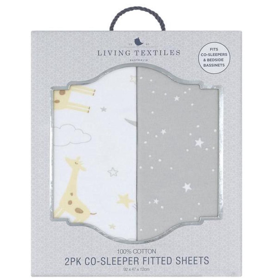 Shop Other Categories Living Textiles Bassinet & Cot Linen | Living Textiles 2-Pack Jersey Cradle/Co Sleeper Fitted Sheet - Noah Noah/Stars