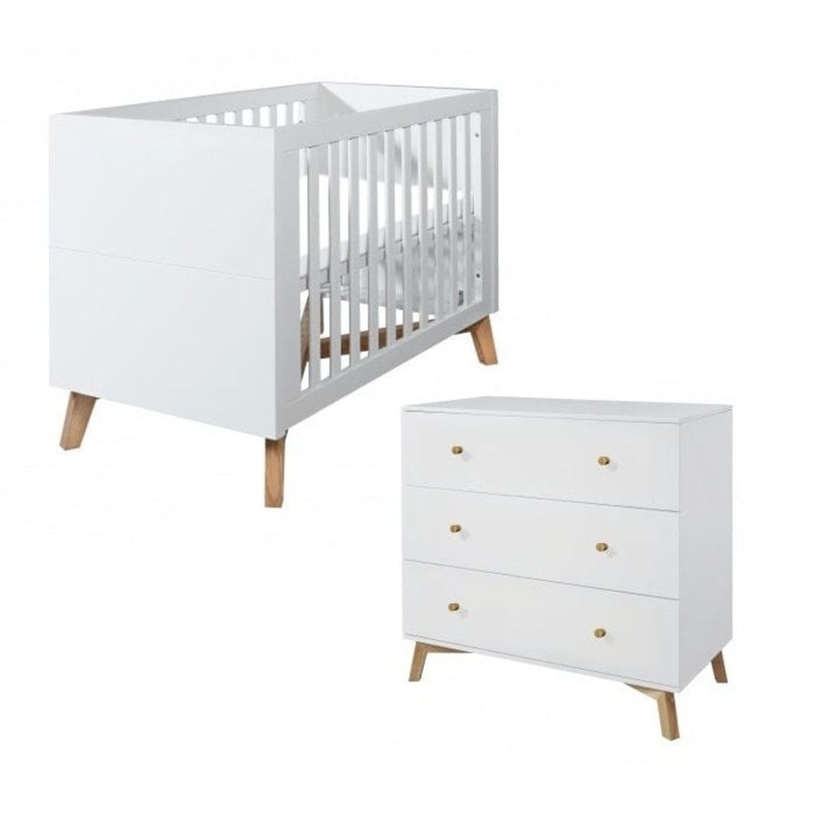 Nursery Furniture Love N Care | Love N Care Fjord Cot, Chest And Bonnell Bamboo Mattress Package Natural White