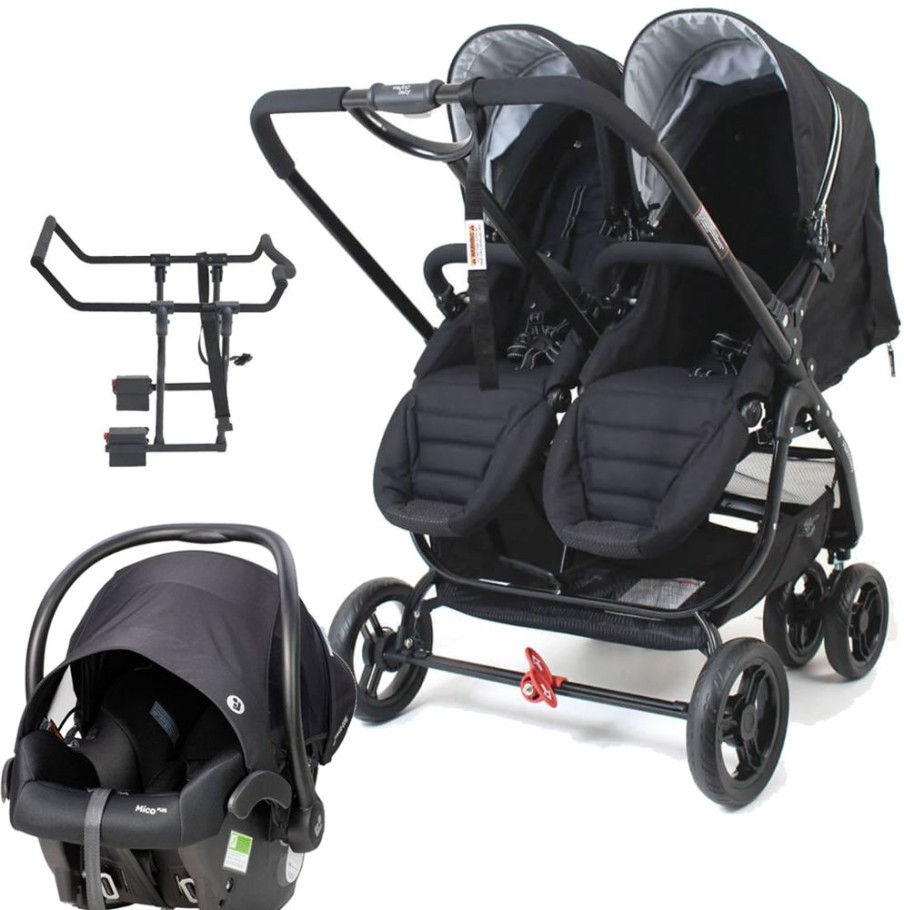 Prams & Strollers Valco Baby | Valco Baby Snap Ultra Duo (Coal) With Maxi Cosi Mico Isofix Capsule (Onyx) + Maxi Cosi Adaptor (A Primary) Coal Black