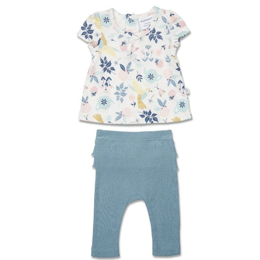 Shop Other Categories Marquise Baby Clothing & Gifts | Marquise Short Sleeve Jersery Top And Frilled Ribbed Leggings 0000 Birds