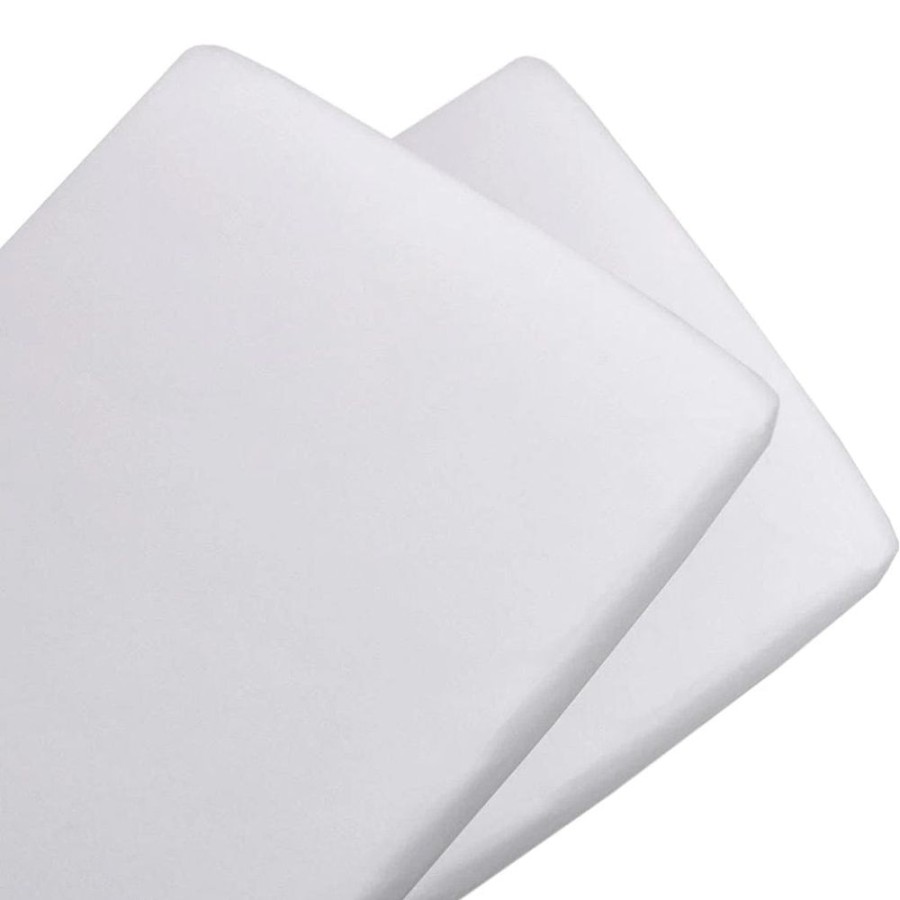 Shop Other Categories Living Textiles Bassinet & Cot Linen | Living Textiles Bassinet Jersey Fitted Sheet 2 Pack White