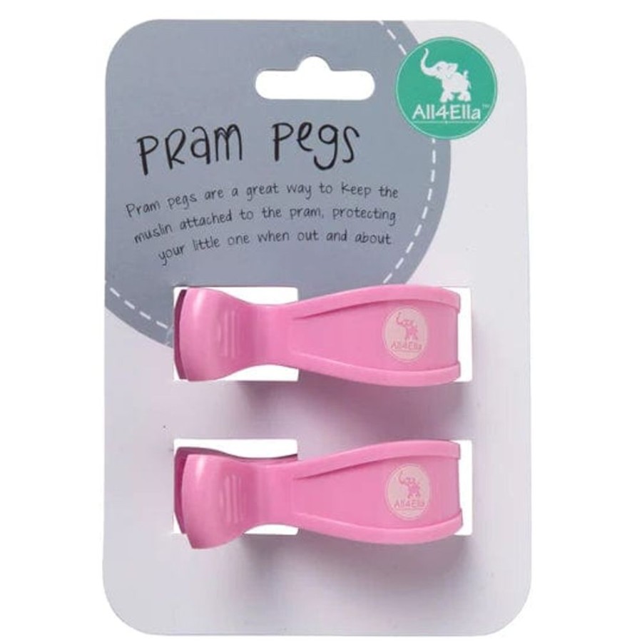 Prams & Strollers All4Ella Pram Clips & Hooks | All4Ella 2 Pack Pram Pegs Pastel Pink