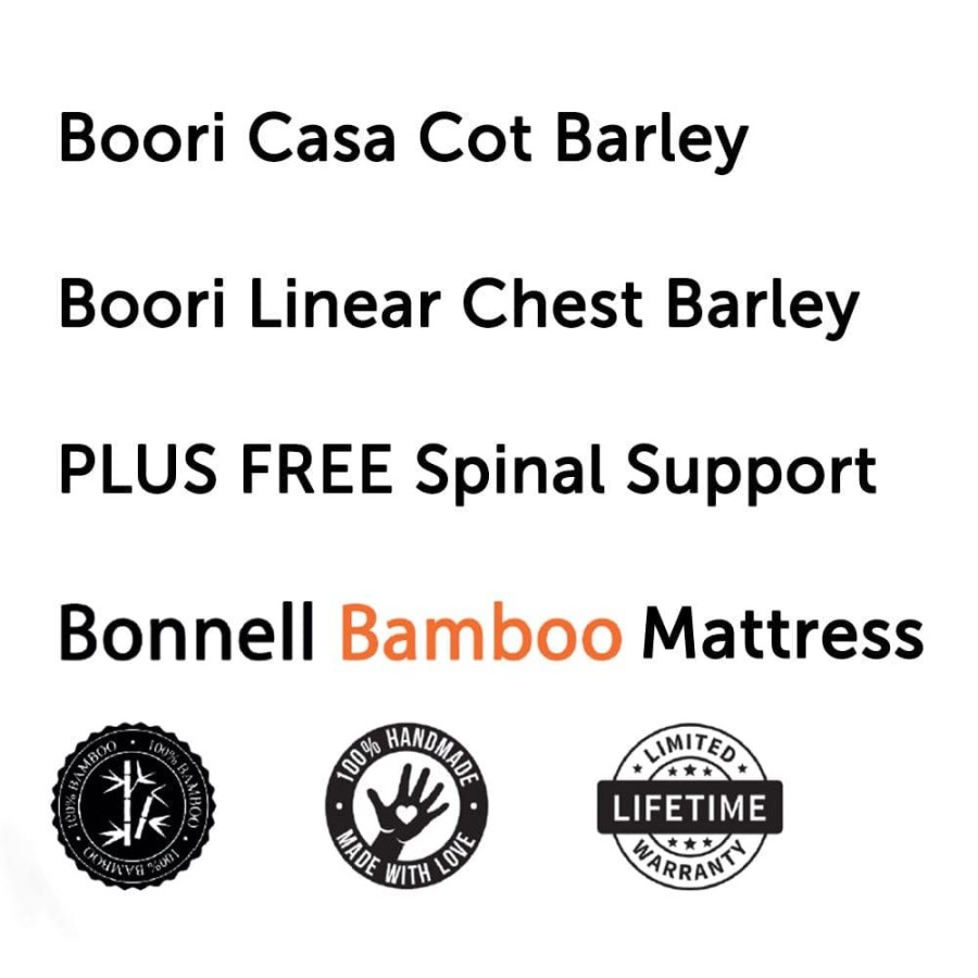 Nursery Furniture Boori | Boori Casa Cot And Linear Chest + Bonnell Bamboo Mattress Barley