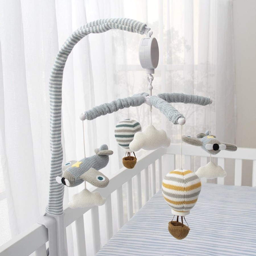 Shop Other Categories Living Textiles Cot Musical Mobiles | Living Textiles Cot Mobile - Up Up & Away Up Up And Away/Stripes