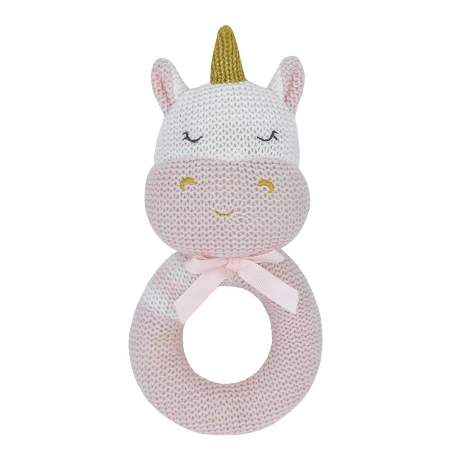 Shop Other Categories Living Textiles Baby Rattles | Living Textiles Knitted Rattle Kenzie The Unicorn