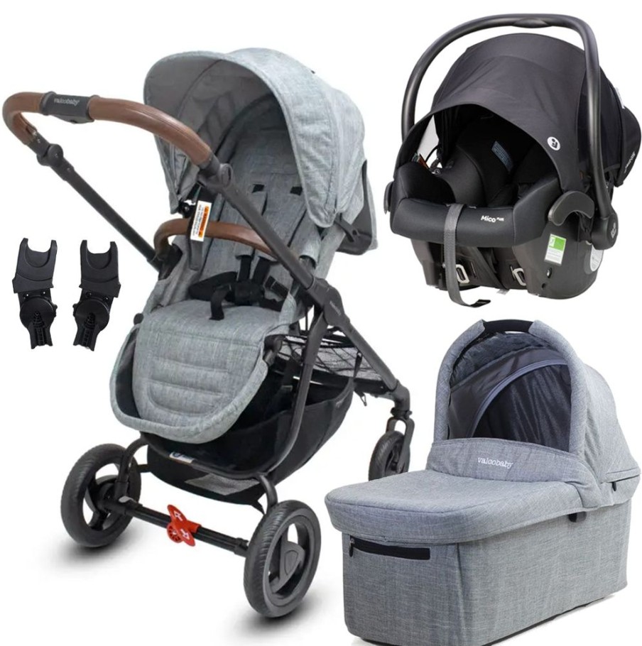 Prams & Strollers Valco Baby | Valco Baby Trend Ultra & Bassinet ( ) + Maxi Cosi Mico Plus Isofix Capsule (Onyx) + Adaptor - Pre Order Late January Grey Marle