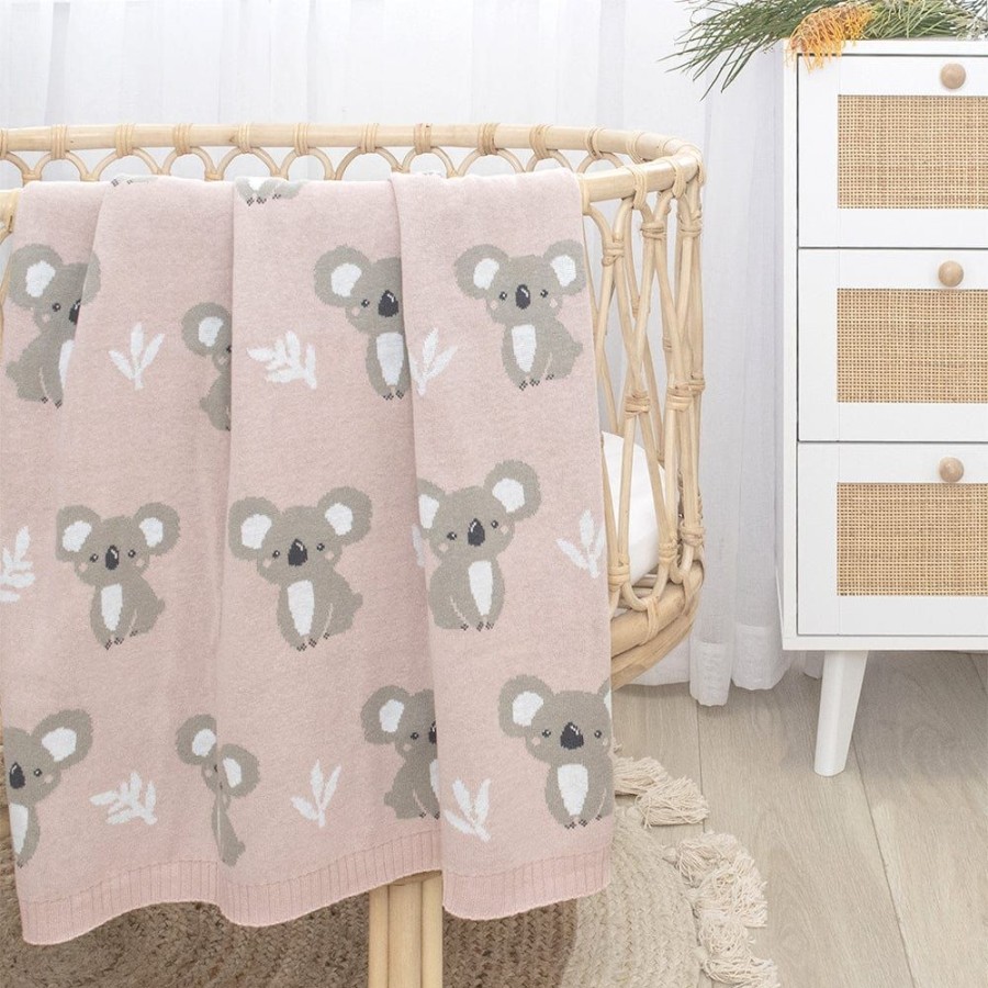 Shop Other Categories Living Textiles Bassinet & Cot Linen | Living Textiles Australiana Baby Blanket /Blush Koala