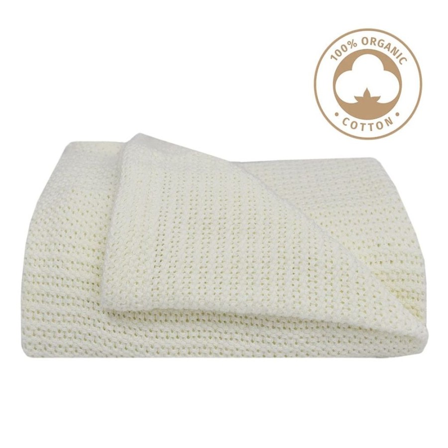 Shop Other Categories Living Textiles Bassinet & Cot Linen | Living Textiles Organic Cellular Bassinet Blanket White