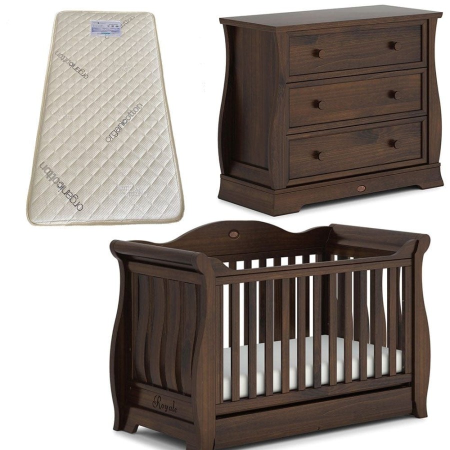 Nursery Furniture Boori | Boori Sleigh Royale Cot And Dresser + Bonnell Organic Mattress Coffee