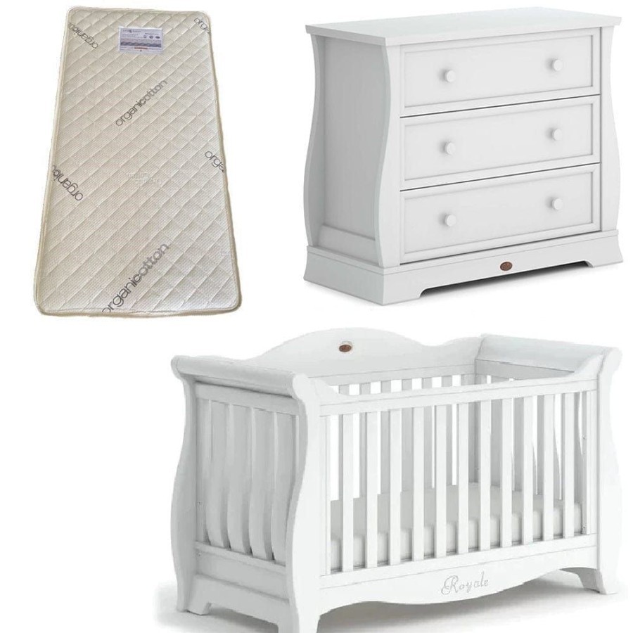 Nursery Furniture Boori | Boori Sleigh Royale Cot V23 And Dresser + Bonnell Organic Mattress Barley