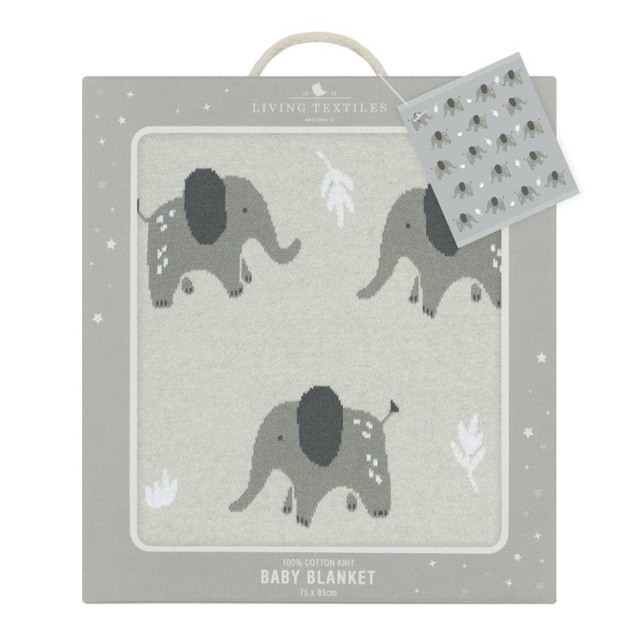 Shop Other Categories Living Textiles Bassinet & Cot Blankets | Living Textiles Whimsical Baby Blanket /Grey Elephant