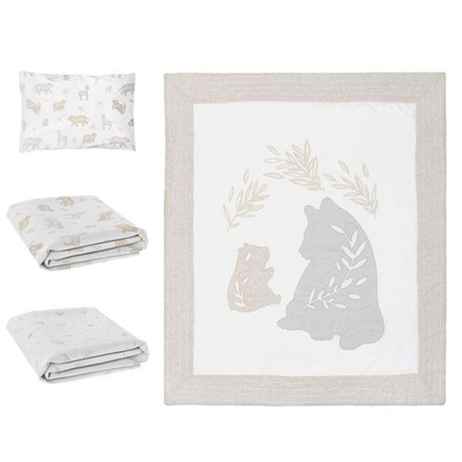 Shop Other Categories Living Textiles Bassinet & Cot Linen | Living Textiles 4 Piece Nursery Set Bosco Bear