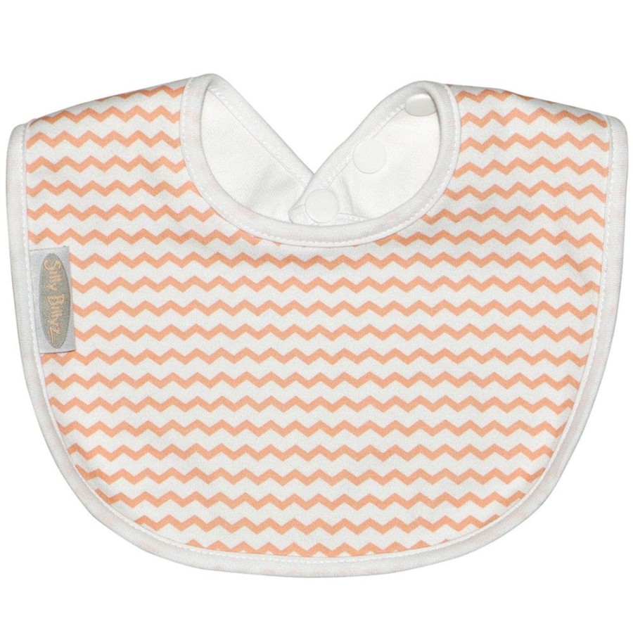 Shop Other Categories Silly Billyz Newborn Feeding | Silly Billyz Jersey Biblet - Peach Chevron