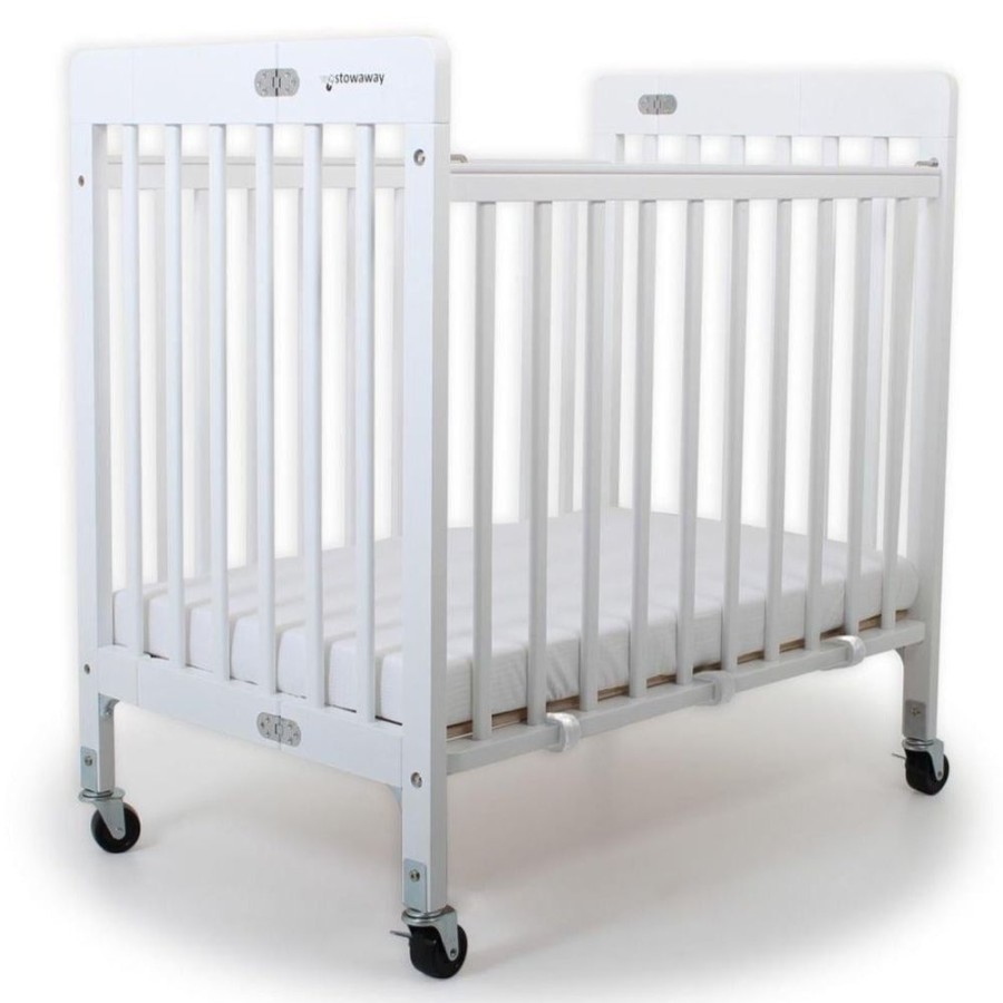 Nursery Furniture Valco Baby Compact Baby Cots | Valco Baby Stowaway Foldable Wooden Cot White