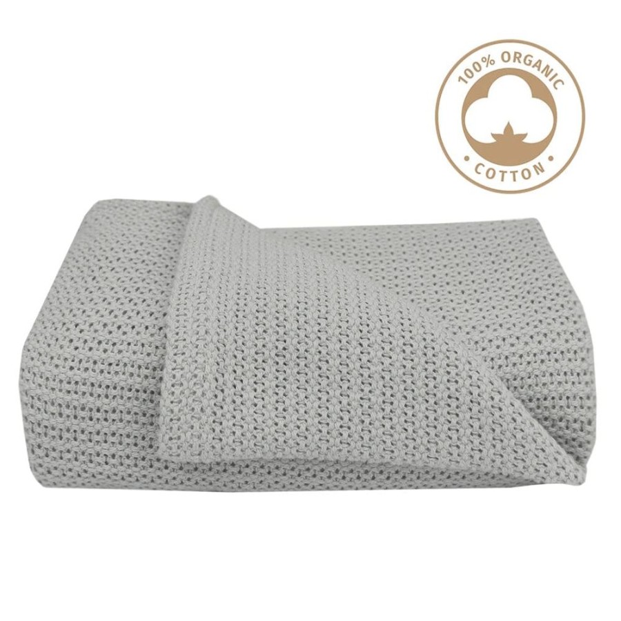 Shop Other Categories Living Textiles Bassinet & Cot Blankets | Living Textiles Organic Cellular Bassinet Blanket Grey