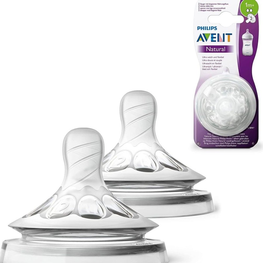 Shop Other Categories Avent Newborn Feeding | Philips Avent Natural Teats 1M+ Slow Flow 2-Pack