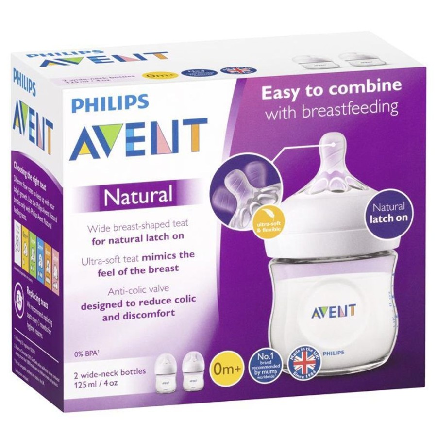 Shop Other Categories Avent Newborn Feeding | Philips Avent Natural Baby Bottle 125Ml 2 Pack Clear