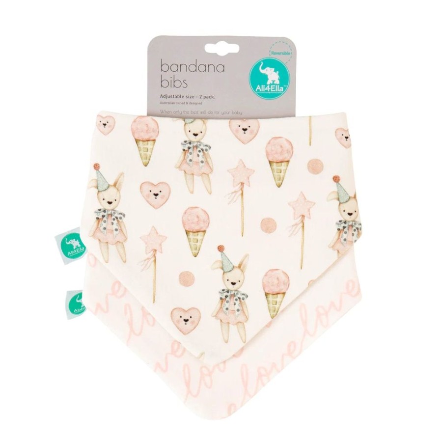 Shop Other Categories All4Ella Feeding Accessories | All4Ella Bandana Bibs 2Pk S & Teddy Ice Cream