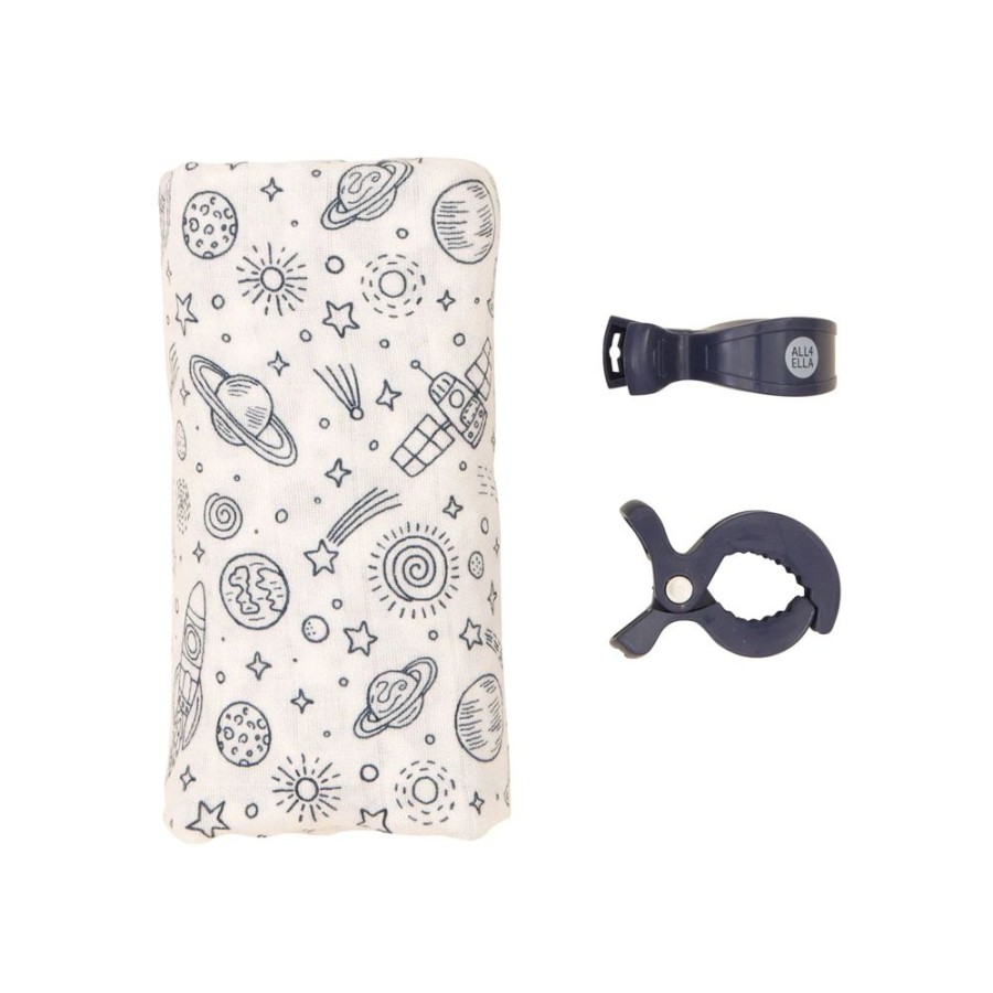 Shop Other Categories All4Ella Swaddles & Baby Wraps | All4Ella Organic Cotton Muslin Swaddle & Pram Pegs Outer Space